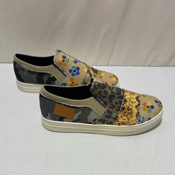 Women's Slip On Canvas Sneaker Floral Patchwork Pattern Unbranded Multicolor - Picture 3 of 10